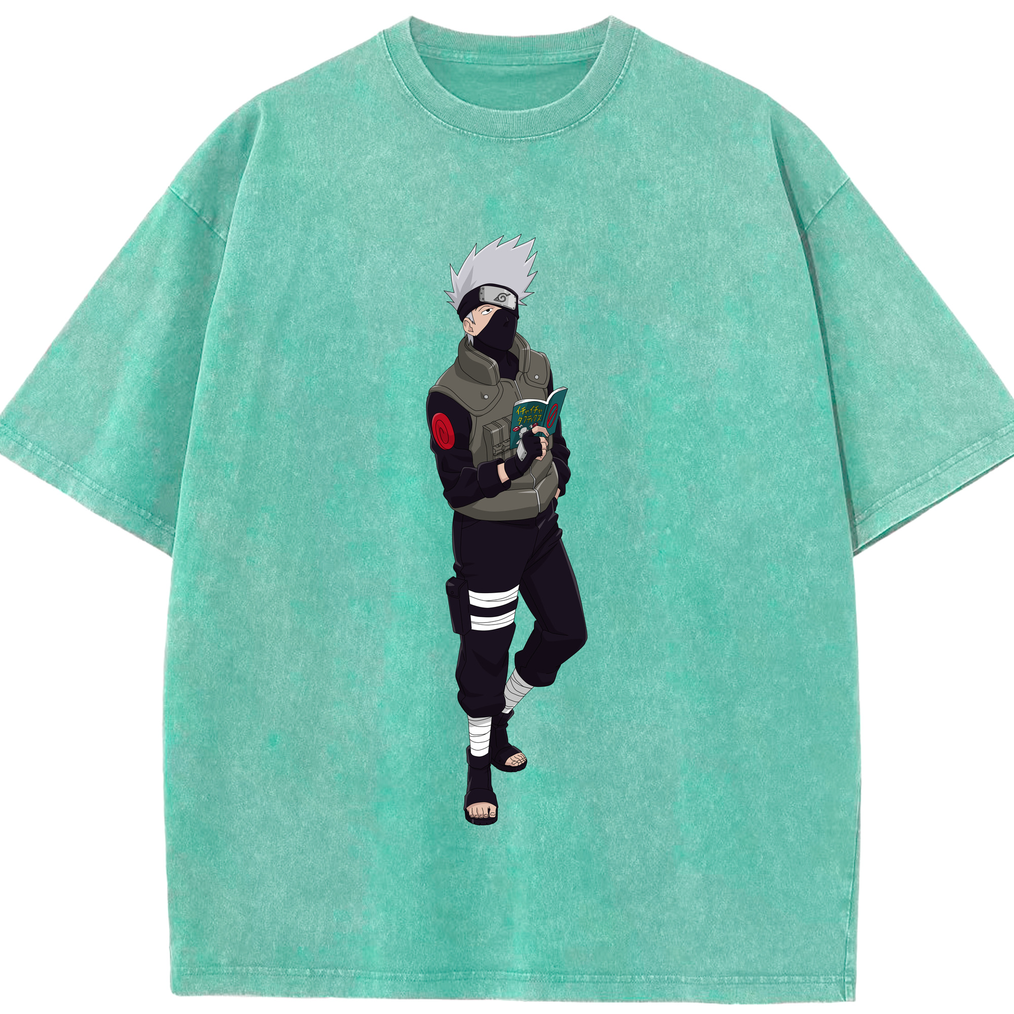 （画像用） NARUTO -ナルト- はたけ カカシ Hatake Kakashi 綿100% ヴィンテージ風 半袖Tシャツ（フロントプリント）